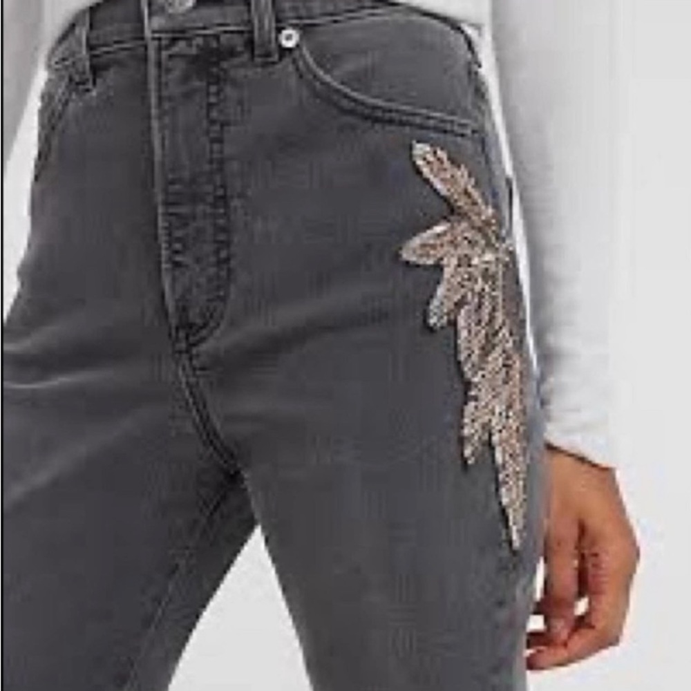 Express Sequin detail high rise straight leg jeans